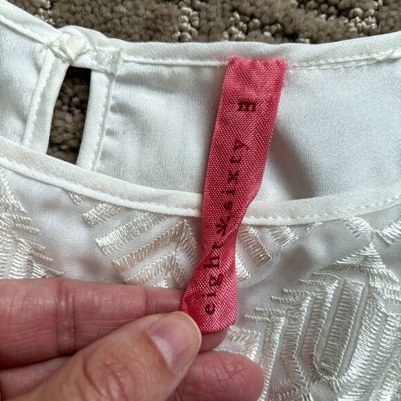 Eight Sixty Embroidered White Peplum Tank Top Size Medium Boho - Picture 3 of 9